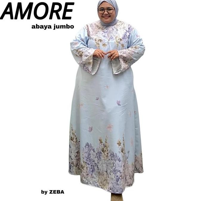 Limited, Zeba | Amore Abaya Jumbo Ld 120 130 140 150 Bahan Katun Silk Digital Printing Dress Gamis K