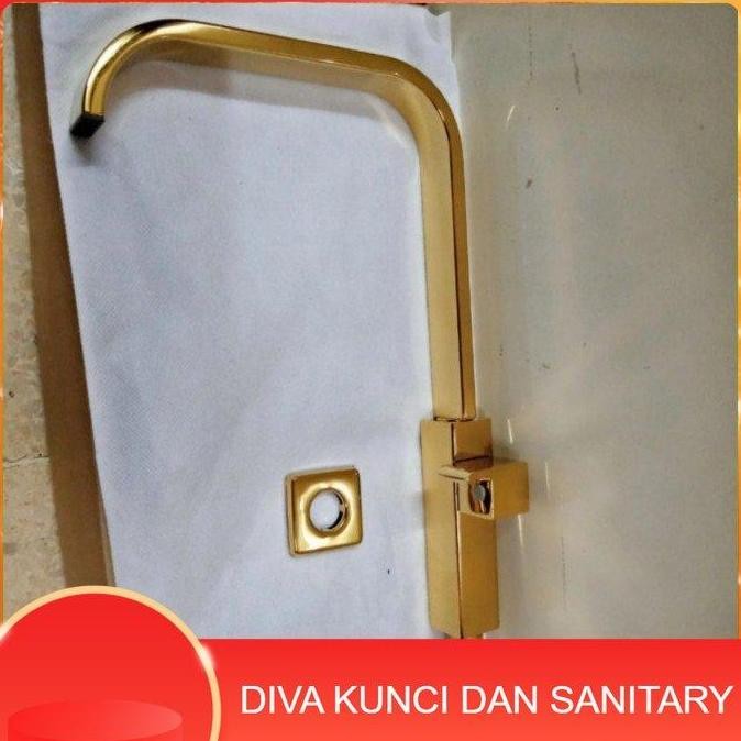 Kran Cuci Piring Gold Kuningan Kotak Minimalis/Kran Meja/Wastafel Gold Air Wastafel Air Wastafel