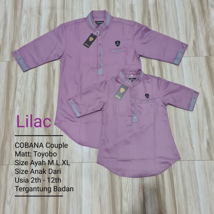 Baju Koko Couple Ayah dan Anak Warna Lilac/Purple/Ungu Muda Toyobo