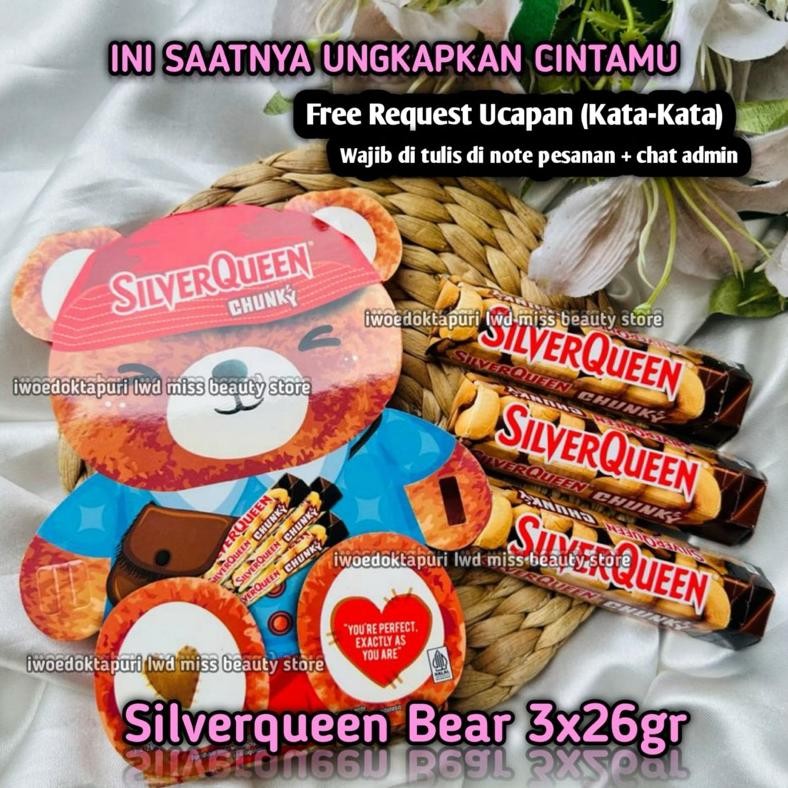 

PROMO Silverqueen Bear Beruang Coklat 3x26gr dan Valentine Day Kemasan Beli 1 Gratis 1 isi 2x55g Model Boneka Love chunky bar Murah harga grosir Promo bisa Cod Surabaya Malang Bandung er-23