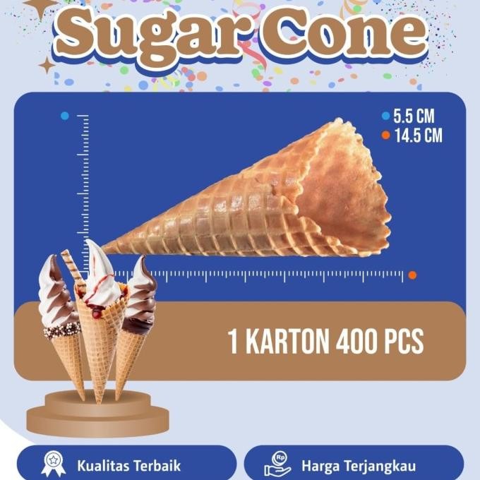 

Cone Waffle Ice Cream Ukuran Besar 1dus isi 400pcs mirip Mixue