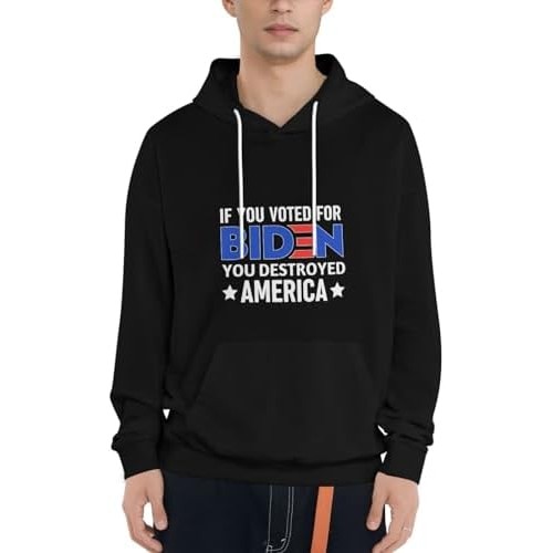 TREWRDT Jika Anda Kaus Hoodie Bertudung Biden You Destroyed America Kaus Kasual Pasangan Hoodie Atas