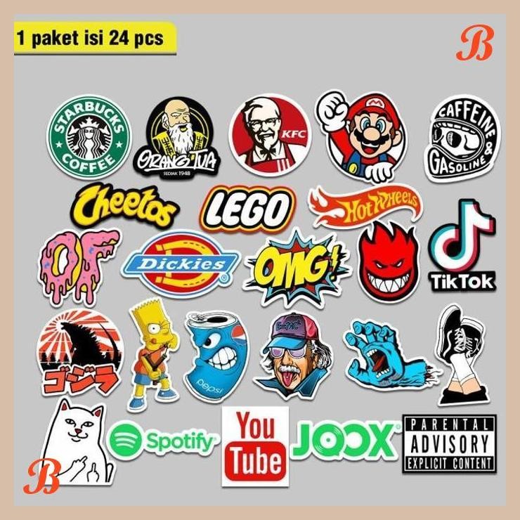 

| HH | STIKER PACK AESTHETIC COLORED LOGO STICKER TUMBLER HELM LAPTOP HP