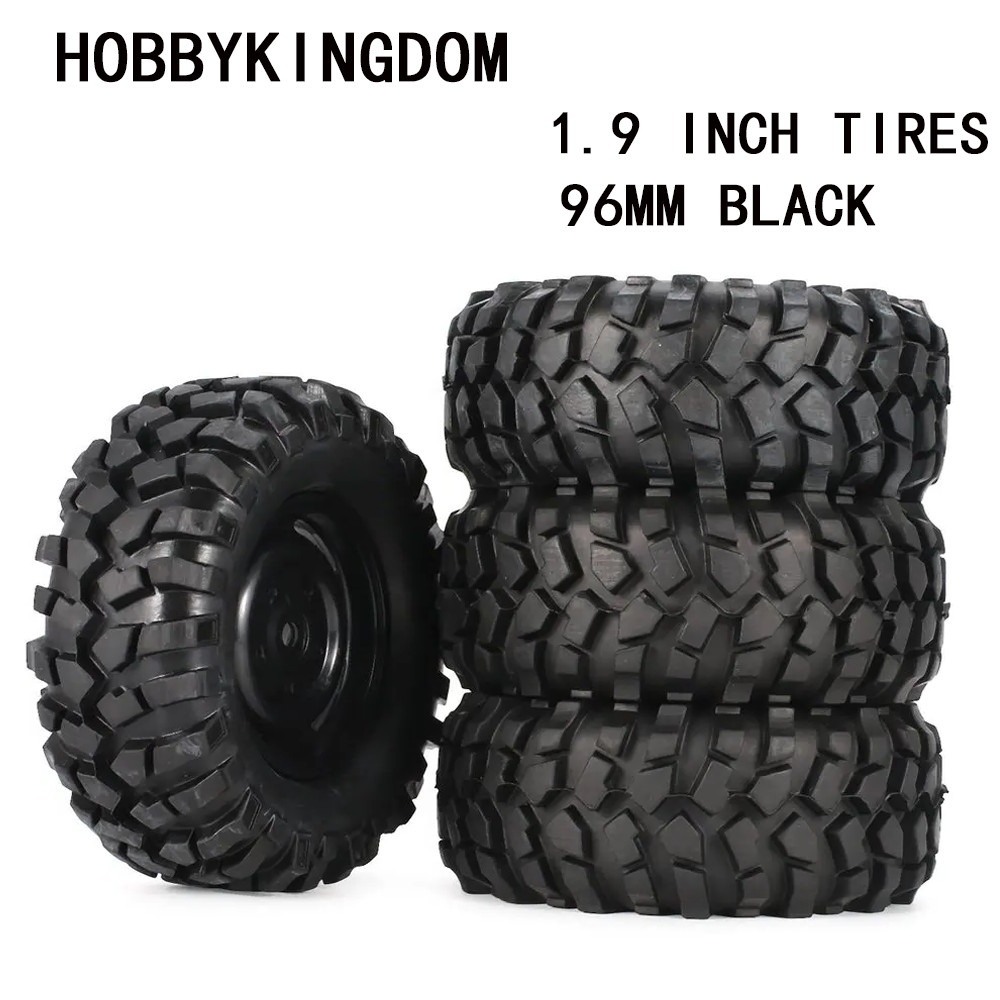 RAPEX 4pcs 96mm 1.9 Inch Rubber Wheel Rim Tire Beadlock For 1/10 Rc Crawler Car Hsp Redcat Traxxas A