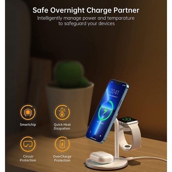 CHOETECH T585-F 3 in 1 Magnetic Wireless Charging Stand 15W Terlaris