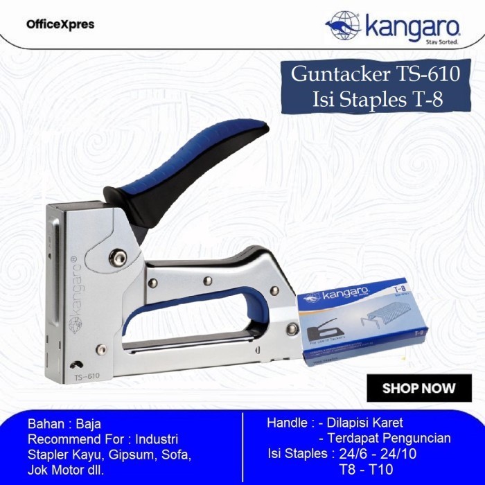

STAPLER TEMBAK GUN TACKER / GUNTACKER KANGARO TS 610