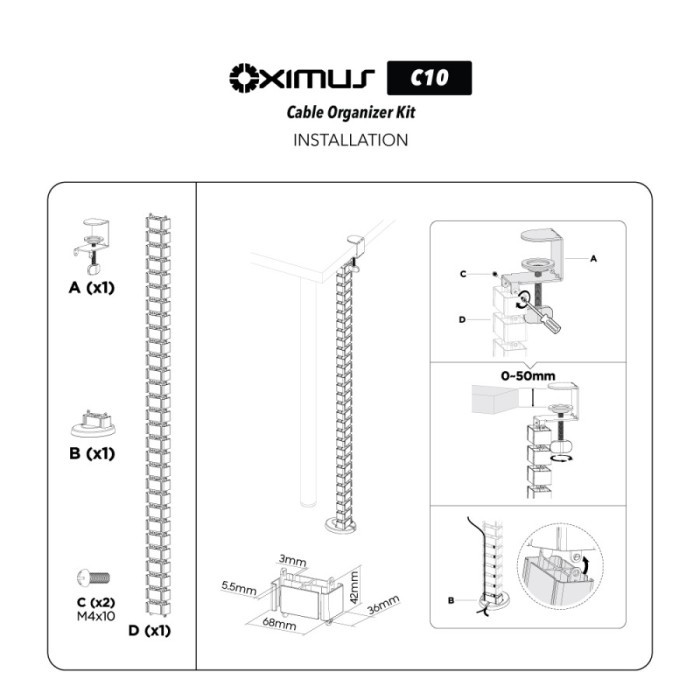 

ORGANIZER KABEL PROTEKTOR MODULAR KABEL MANAGEMENT JEPIT OXIMUS C10