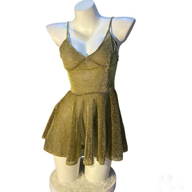 

Lingerie Wanita V-Neck Dress Glitter Baju Dinas Transparan 2A602 Original