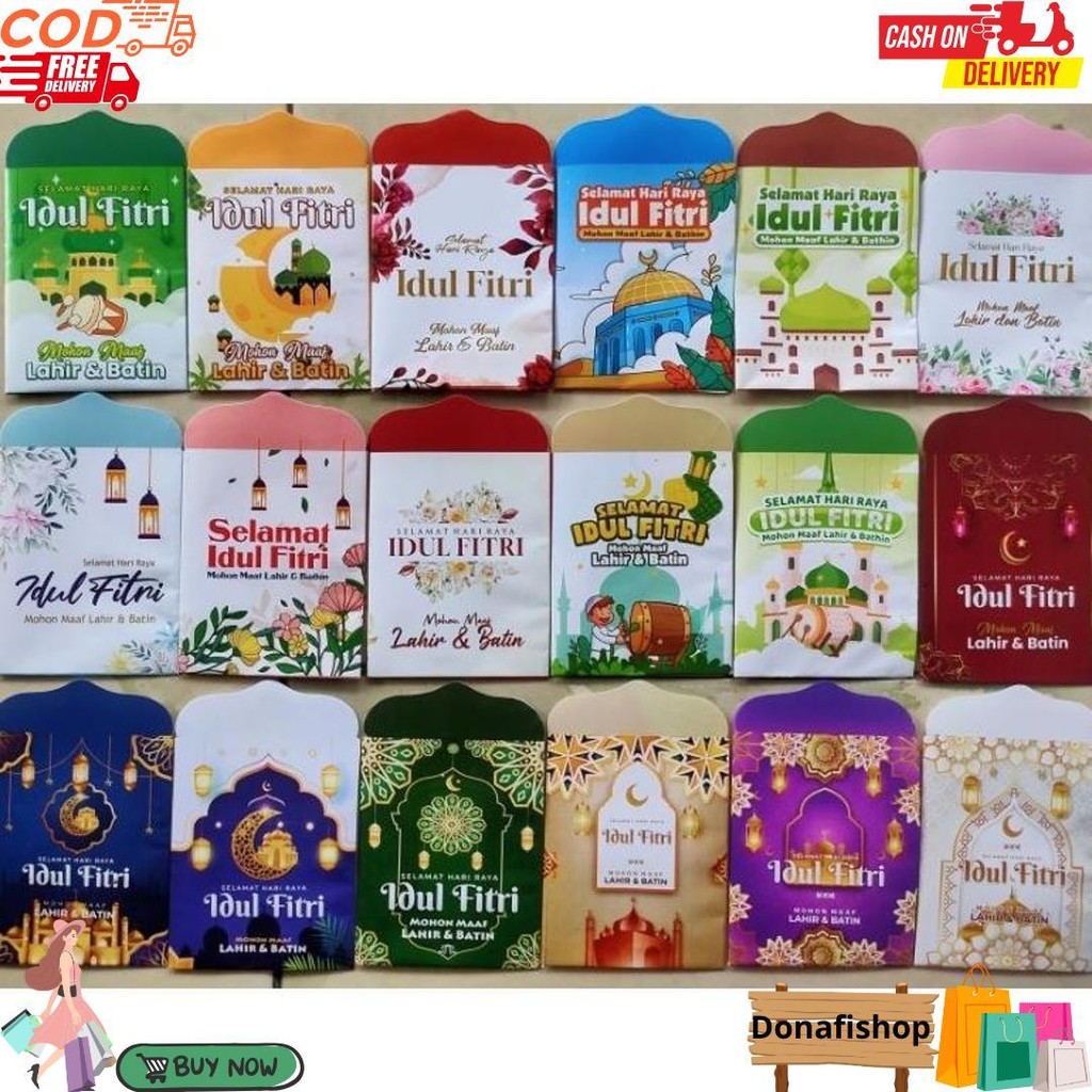 

(100 Lembar) Amplop Lebaran Idul Fitri Bentuk Lembaran Belum Dilem D Sale