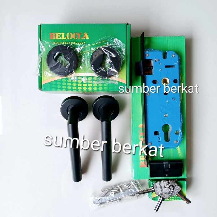 Handle pintu hitam , handle pisah hitam set , handle pisah hitam komplit , kunci pintu pisah hitam