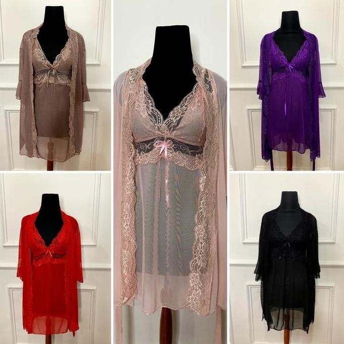

Lindagalz Shania Pakaian Tidur Wanita X50 Kimono Set Lingerie Big Size Baju Dinas Istri Jumbo Realpict 100% Original
