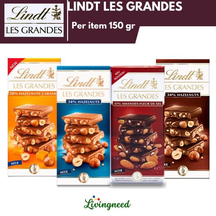 

Grosir Lindt Chocolate Les Grandes Hazelnut Bar Coklat Import 150Gr