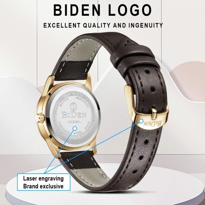 Promo Biden Jam Tangan Wanita Original Anti Air Kalender Tali Kulit Korea