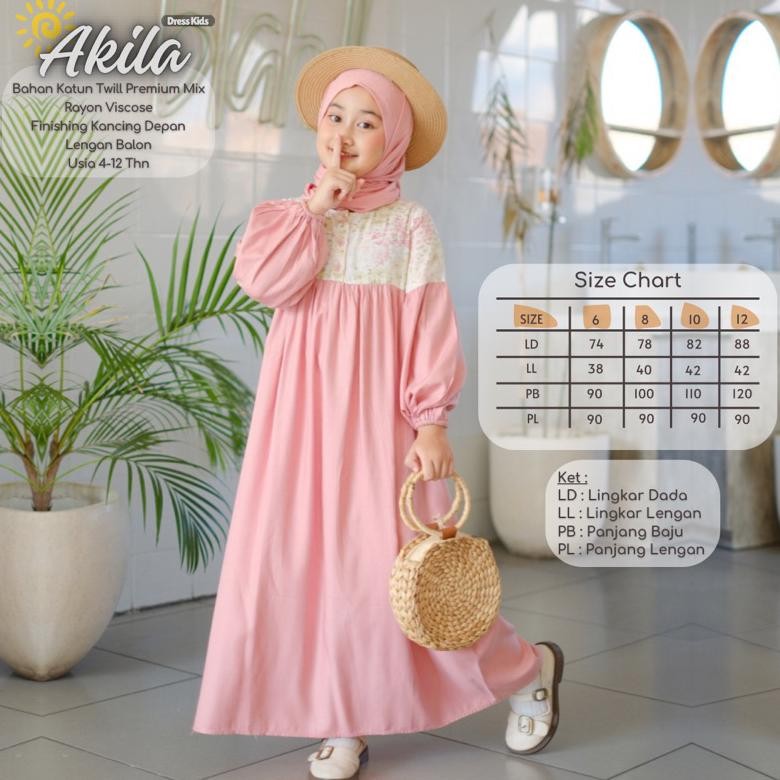 Voucher Lebaran Gamis Anak Perempuan Usia 4 Sd 12 Tahun - Dress Anak Akila Series By Shafea The Labe