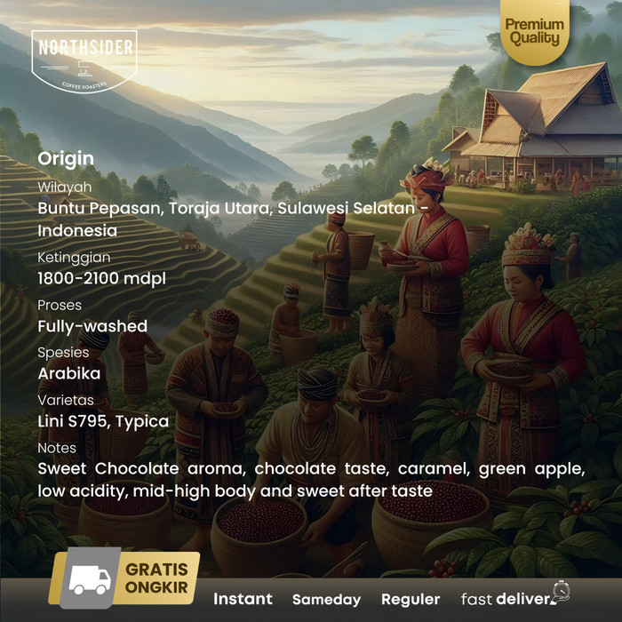 

Northsider Kopi Arabika Toraja Pulu-Pulu Fully-Washed Coffee