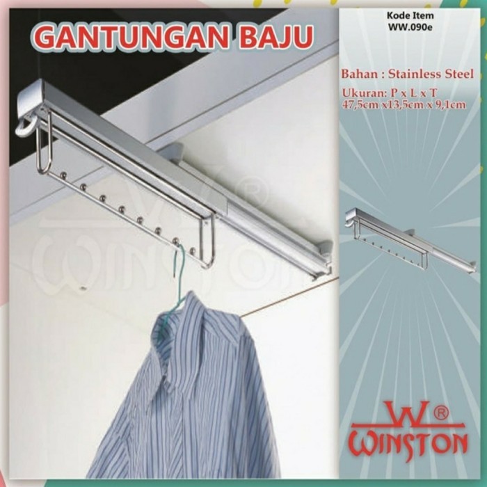 PROMO Gantungan Baju Celana Dalam Lemari WW 90 E CR Rak Pakaian Tarik