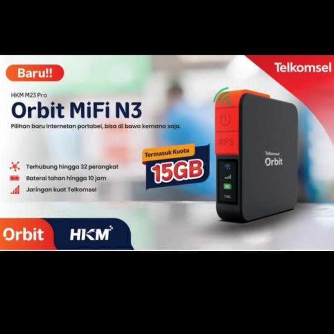 // Telkomsel Orbit Mifi N3 Hkm M23 Pro Modem Wifi Router 4G Free Telkomsel 15Gb //