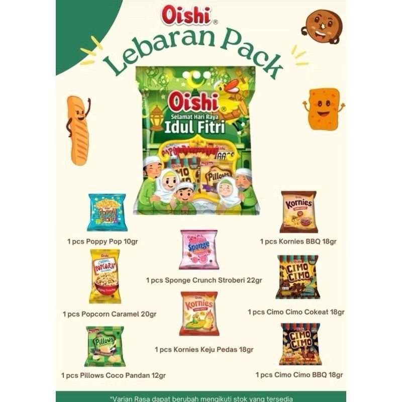 

Lebaran Pack- Snack oishi isi 8pcs, Snack PRJ hampers raya