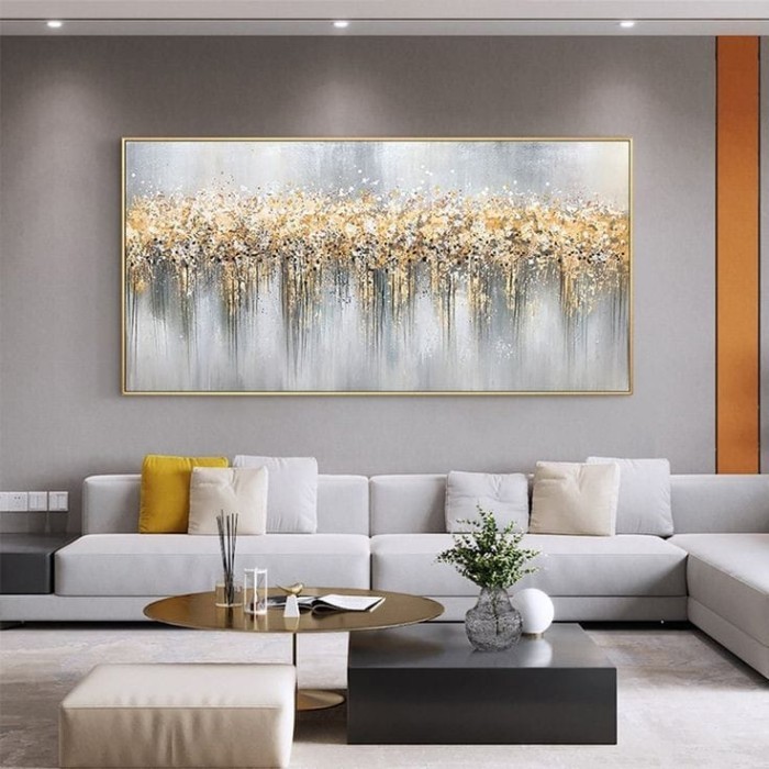 Lukisan Abstrak Besar Dinding Ruang Tamu 135X85 Cm Frame