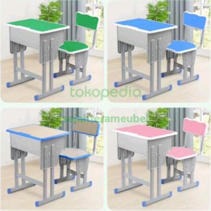 Produk Baru Meja sekolah meja belajar set bangku SD SMP SMA meja kursi sekolah