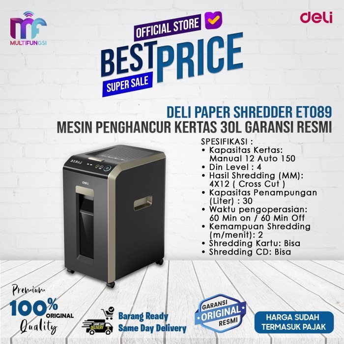 

PROMO! Deli Paper Shredder ET089 Mesin Penghancur Kertas 30L Garansi Resmi