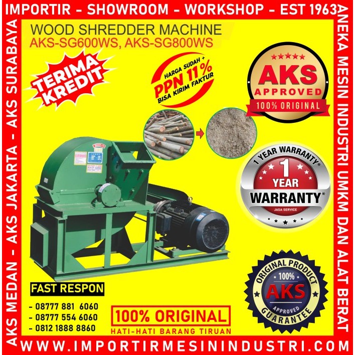 

MESIN PENGHANCUR KAYU MENJADI SERBUK WOOD SHREDDER TYPE AKS - SG800WS