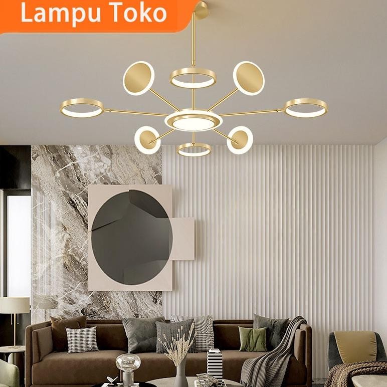 Garansi 1 Tahun& 3 Warna Lampu Gantung Modern nimalis Gantung Tri Warna Lampu Kristal Ruang Tamu Lam