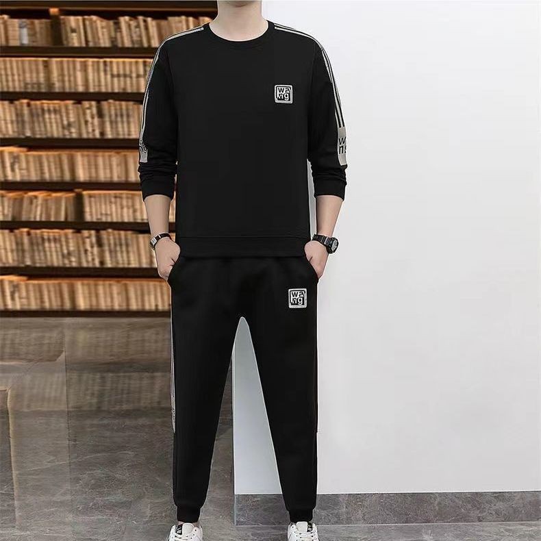 Setelan Sweater Pria, Celana Sweater Jahitan Kerah Berdiri