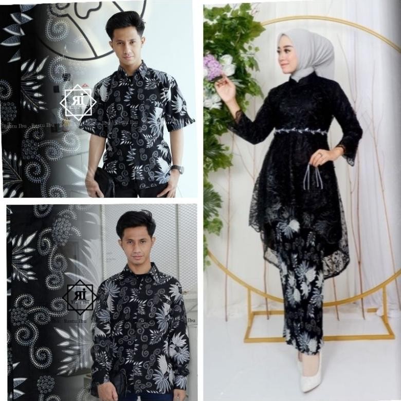 Couple Kebaya Modern Lesti Payet Hijab  Set Kebaya Lesti  Kemeja Batik Kebaya Pesta Keluarga
