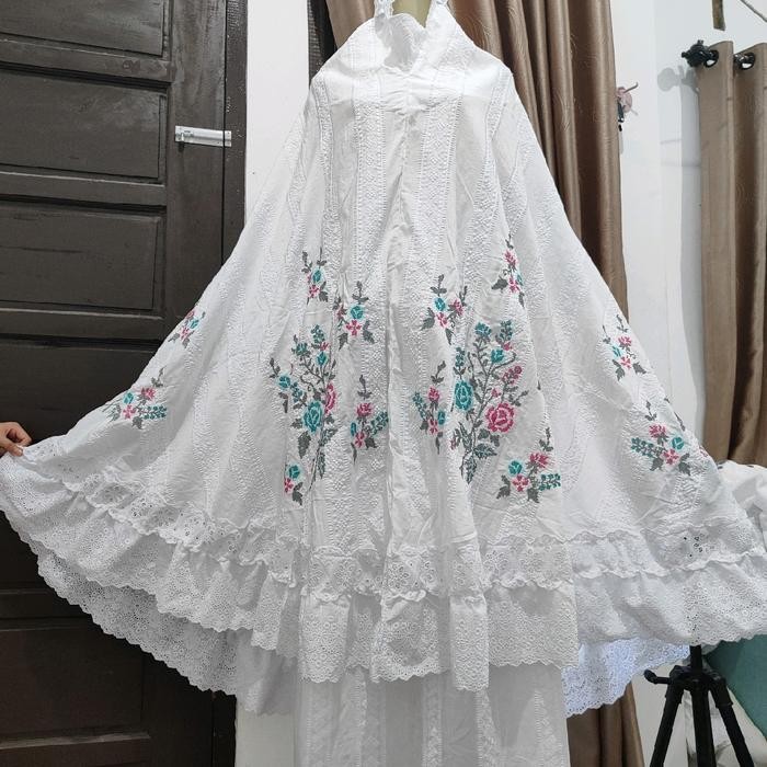 mukena strimin paris liris Katun Bordir Panjang