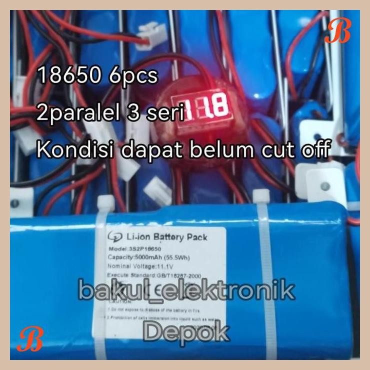 [BLE] BATERAI 18650 12V 11.1 V 3S 2P 5000MAH ORIGINAL KONDISI BAGUS