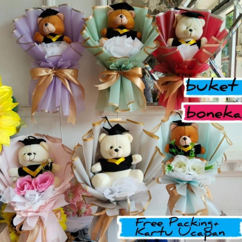 COD Buket Boneka Wisuda - Buket Boneka Graduation Bunga Rose Artificial Untuk Cewek dan Cowok Hadiah