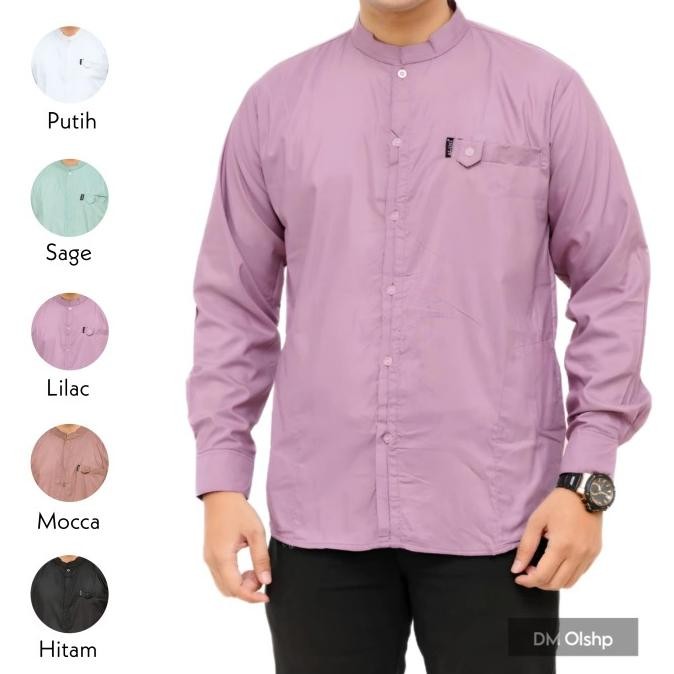 Kemeja Koko Pria Dewasa Panjang Motif Albino Lilac