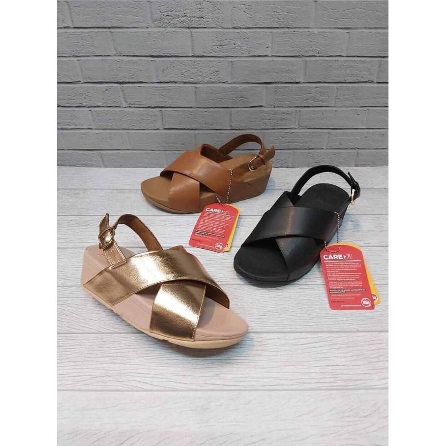 Hot Sale, Sepatu Sendal Wedges Fitflop Crystal Slide Dengan Tali Wanita