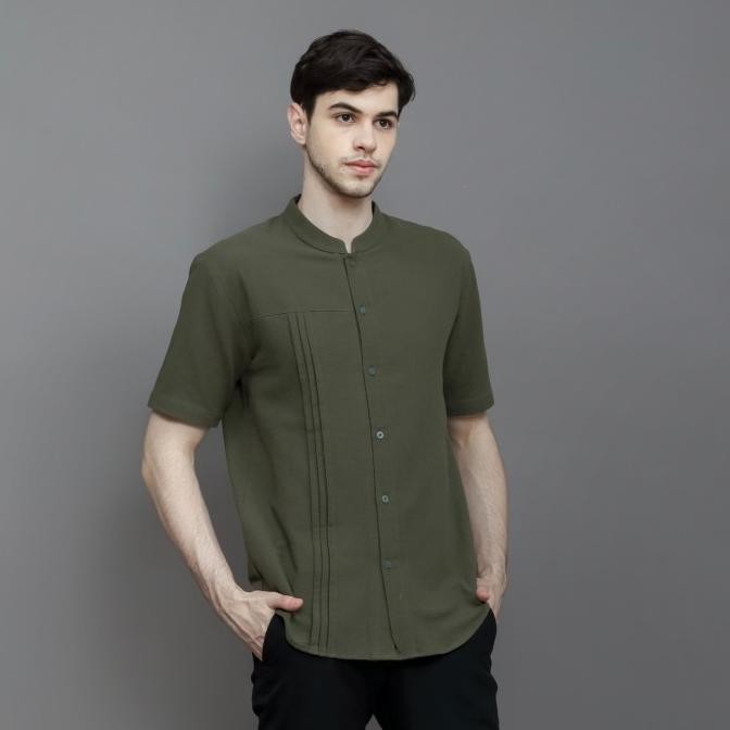 Baju Koko Pria - Fahad Short Sleeve Koko Shirt - Olive Green