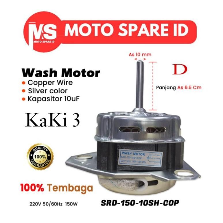 DINAMO TEMBAGA MESIN CUCI WASH MOTOR KAKI 3 UNTUK MERK SHARP | SRD-150-10SH-COP (D) | DIAMETER AS 10