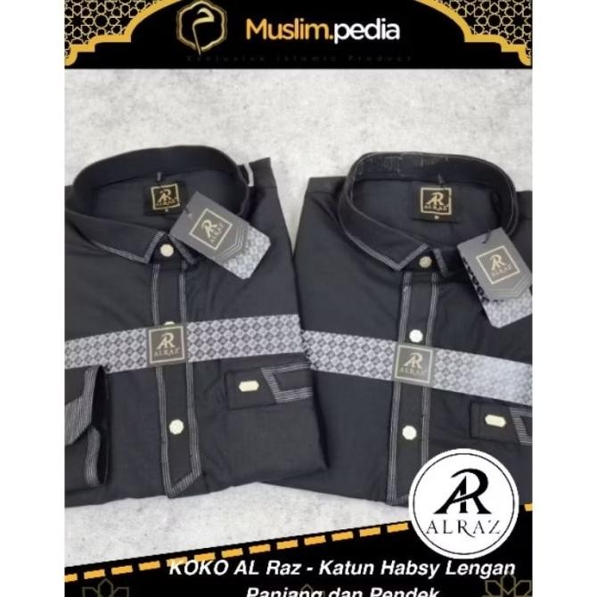 Kemko Alraz | Baju Koko Al Raz Hitam  Koko Pria Hitam Al Habsy