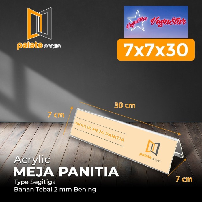 

TERLARIS! Akrilik Papan Nama Meja Panitia uk 7x7x30 cm Acrylic Desk Board Name