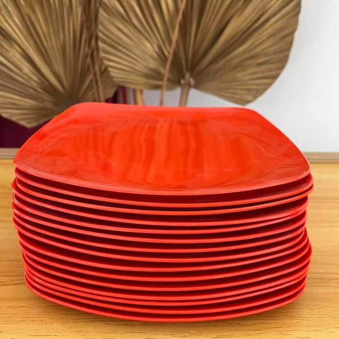 Banting Harga 1 Lusin Piring Makan Melamin Kotak Ceper