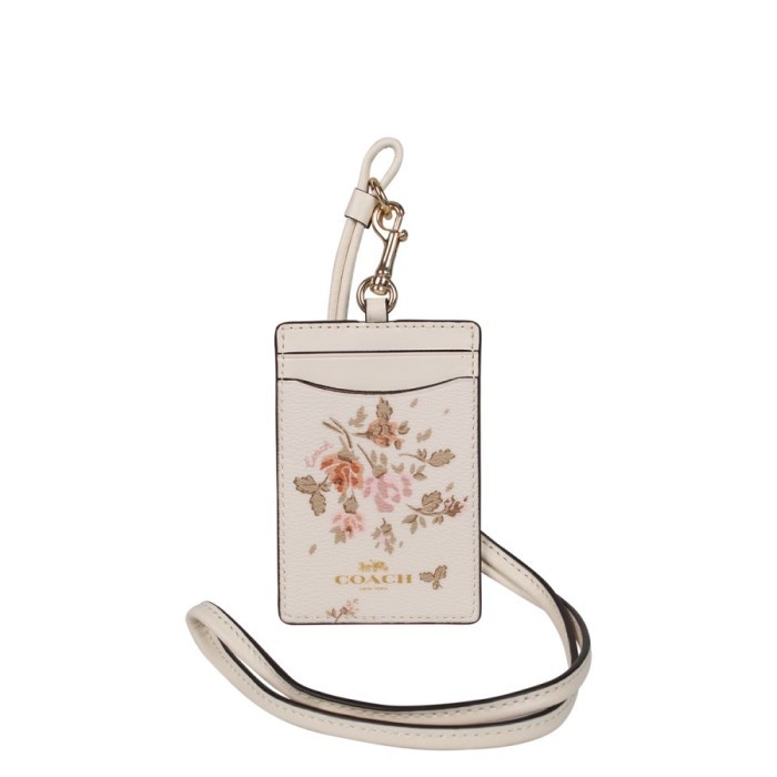

TERLARIS! Coach ID card Lanyard holder Flower Rose print Original - White pb