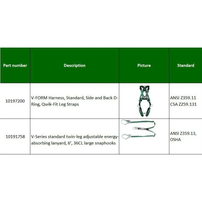 

HOT SALE! Fall Protection MSA 10197200 & MSA lanyard 10191758 Double Big Hook