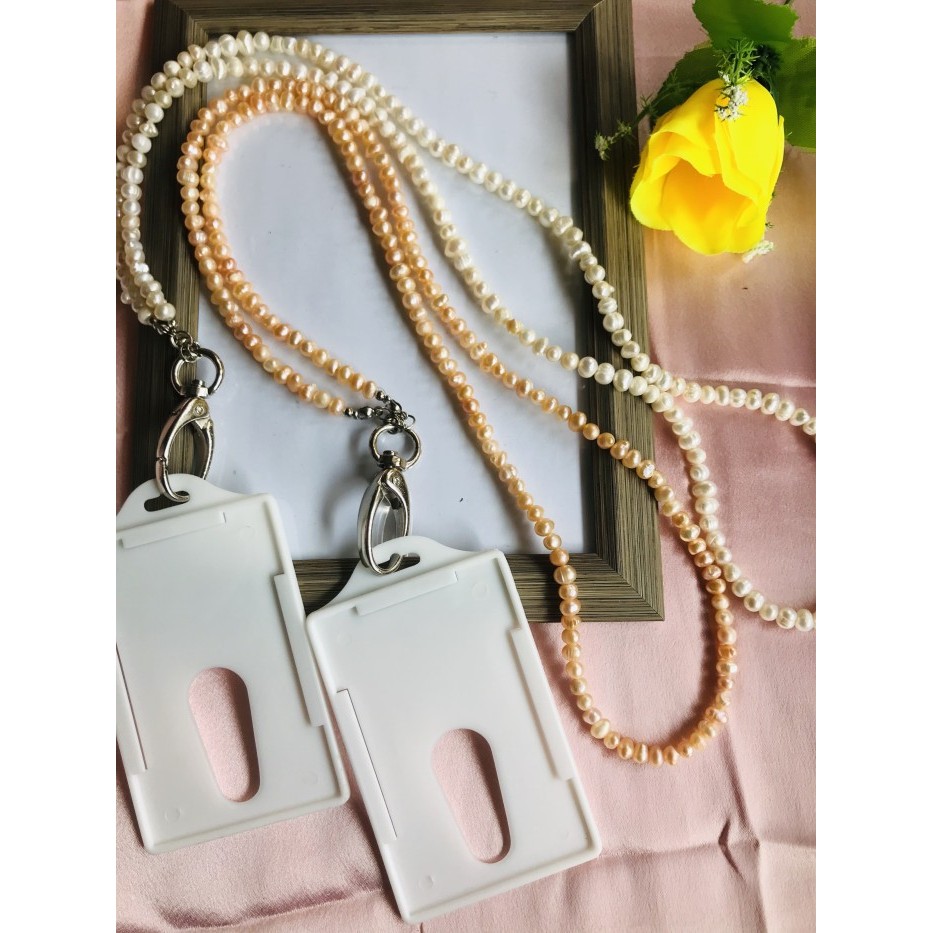 

PROMO! Kalung Lanyard Tali Gantungan ID Card Name Tag Mutiara Tawar