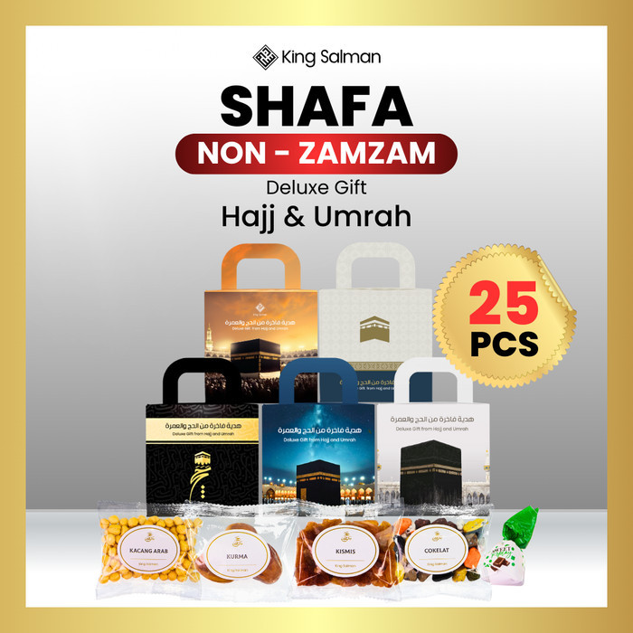 

Paket Oleh Oleh Haji dan Umroh Premium - King Salman Gift SHAFA (Non Zam-Zam) 25 PCS Gable box