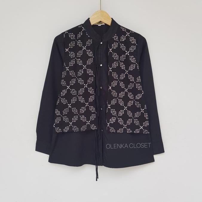 Atasan Batik 174 Hitam Baju Blus Blouse Kerja Wanita Modern