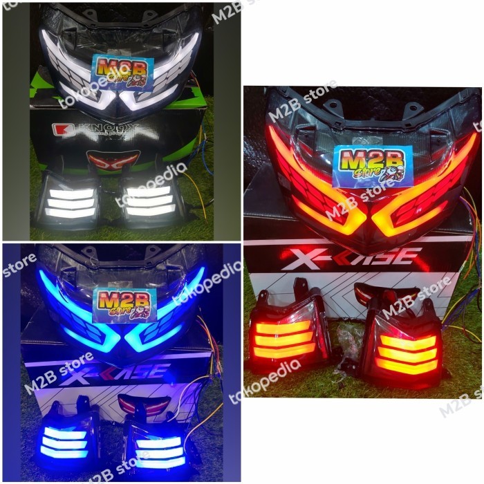 Paket Lampu Stoplamp + Sein Sen Depan Nmax Lama Old Merah Biru Putih