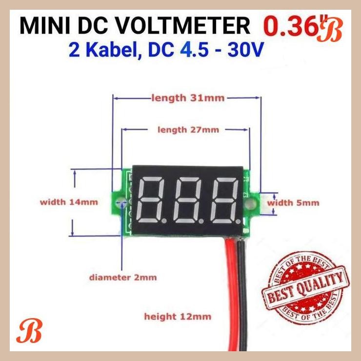 [WGL] VOLT METER DIGITAL MINI DC TANPA FRAME 2 KABEL 0.36 INCH