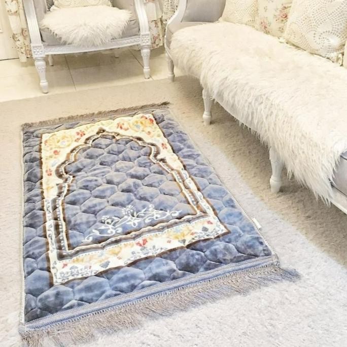 Diskon Sajadah Al-Jeddah Sajadah Busa Bulu Sajadah Turki - Hijau - Biru