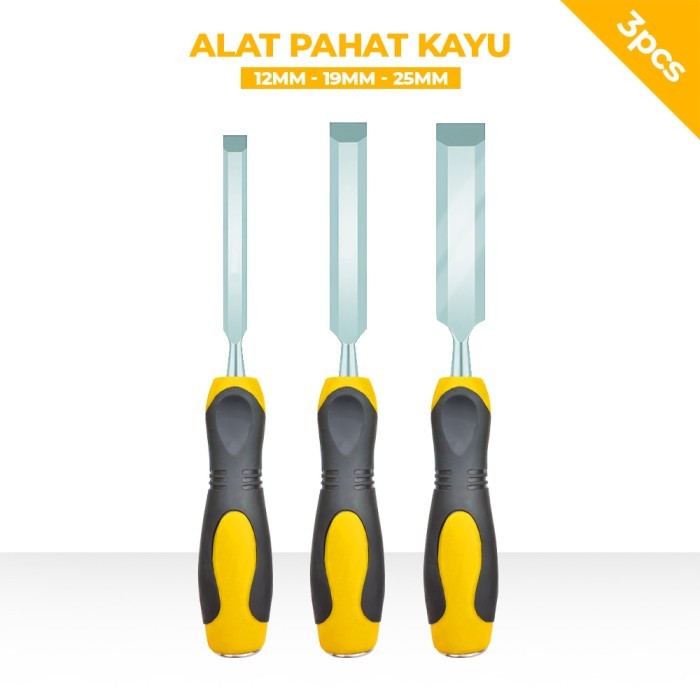 

3 Pcs Soft-Grip Handle For Carving Wood Chisel Set Alat Pahat Kayu - GS-3706