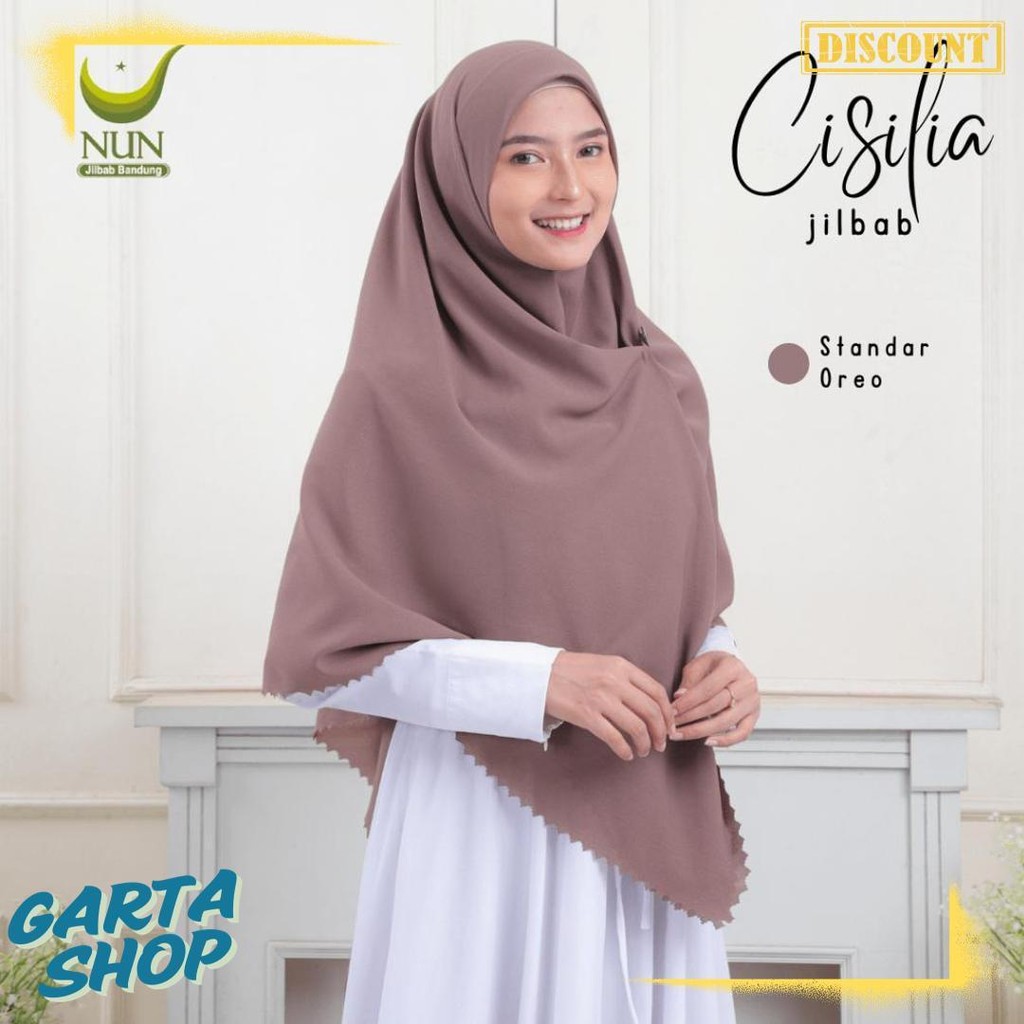 Jilbab Cisilia Nun Jilbab / Segiempat Instan Kancing Non Pet / Segiempat Instan 130 Diskon Setengah 