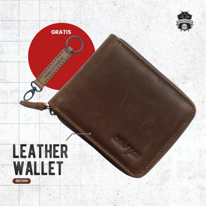 Dompet Kulit Asli Zipper Unisex. Leather Wallet Crazy Horse